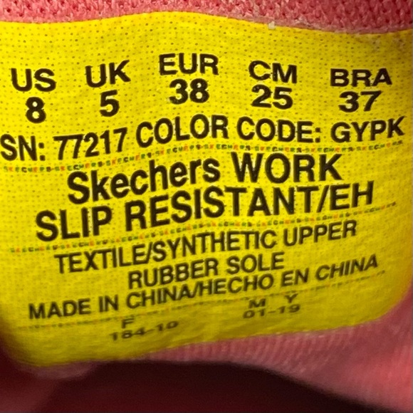 Womens 8 Skechers Slip Resistant Work Shoes Grey Pink SEF1508 - Picture 8 of 8